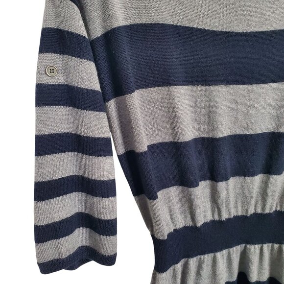 Ann Taylor Loft Size M Dress Sweater Merino Wool Blend Nautical Stripe Knit - Picture 10 of 11